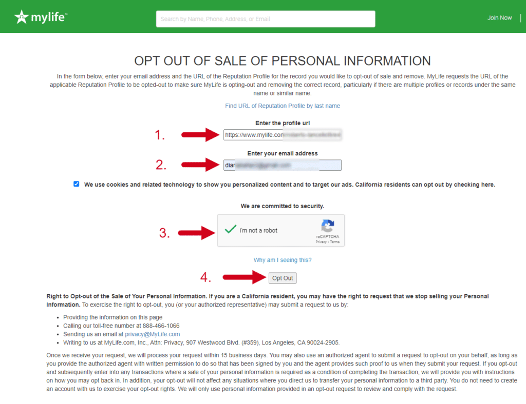 MyLife How to OptOut and Remove Yourself from MyLife StepbyStep