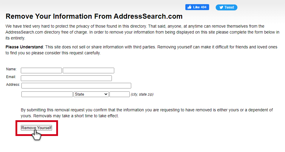 How to Opt Out of AddressSearch