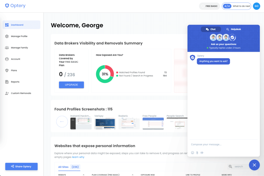 Optery Live Support by Human Privacy Agents