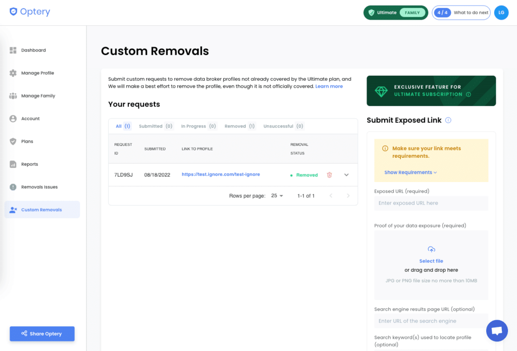 Optery Custom Removals Workflow